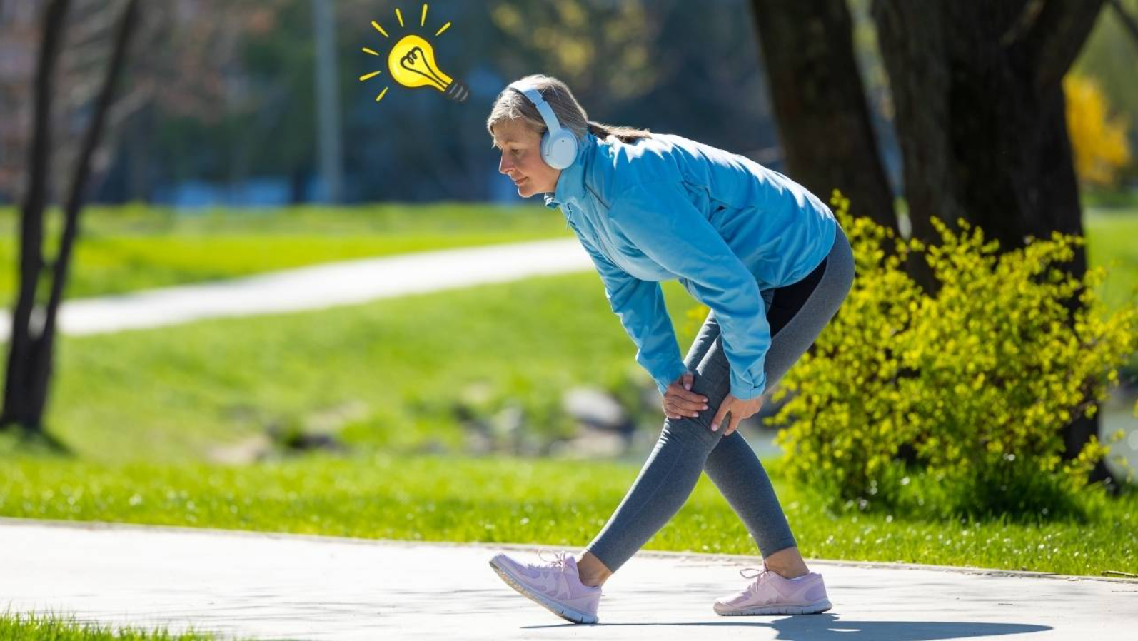 KÉP 06 – Aktív idősebb nő parkban térdfájdalommal
